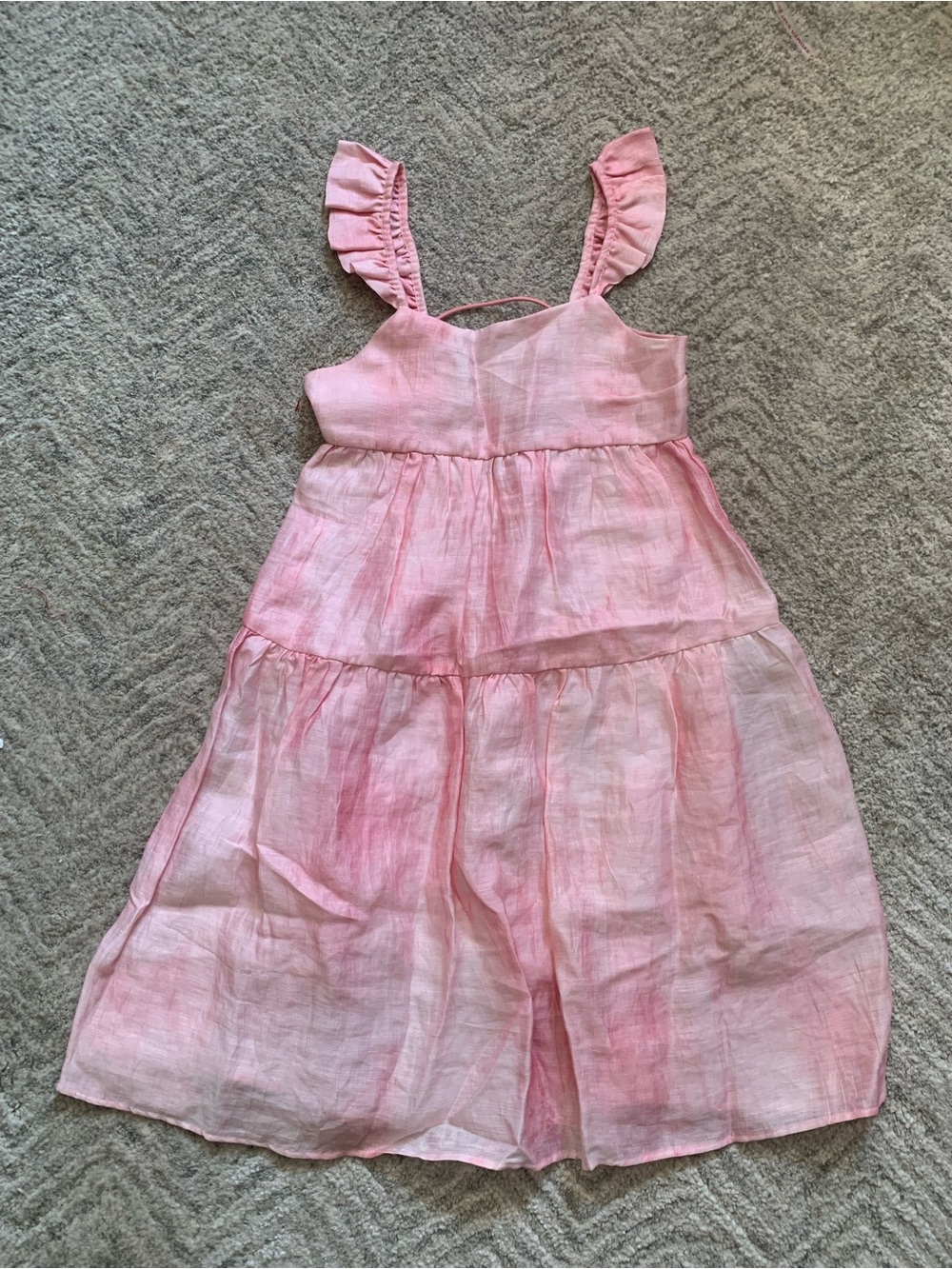 Zara Pink Ruffle-Strap Linen Dress